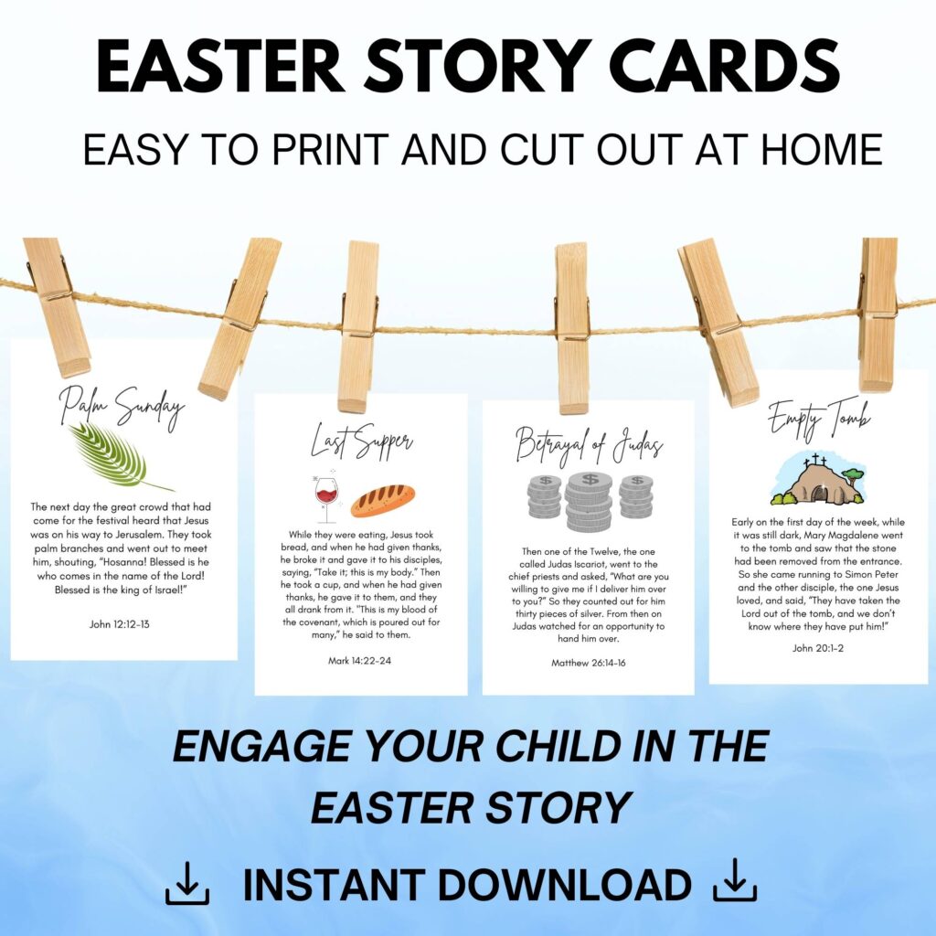 Easter story cards for resurrection eggs or Holy Week family devotions