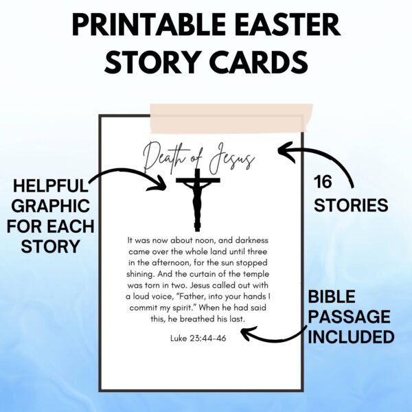 Easter story cards for resurrection eggs or Holy Week family devotions