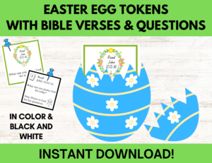 Etsy image for Easter egg tokens with Bible verses for Christian Families
