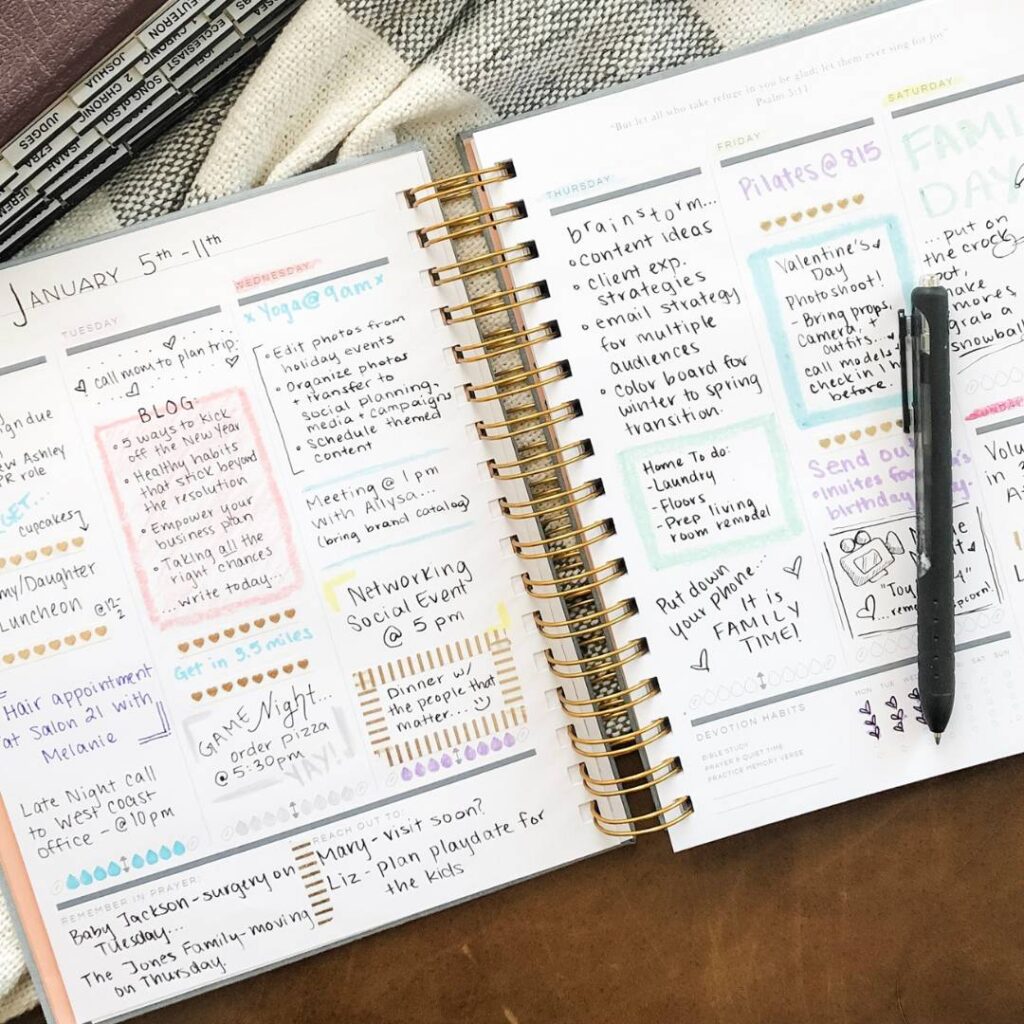 Photo of a detailed to-do list in The Hope Planner