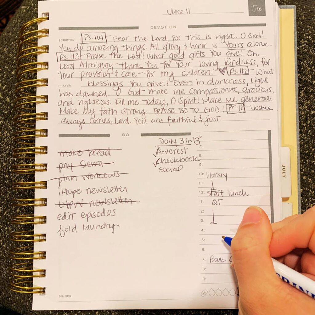 photo of my daily devotional and to-do list guided by The Hope Planner, my favorite Christian planner