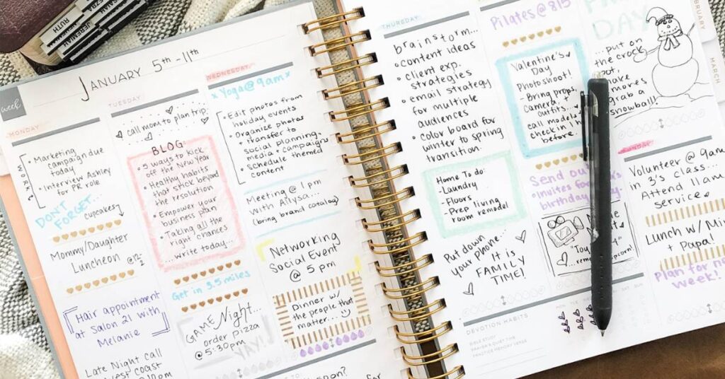 close up photo of a paper planner using The Hope Planner