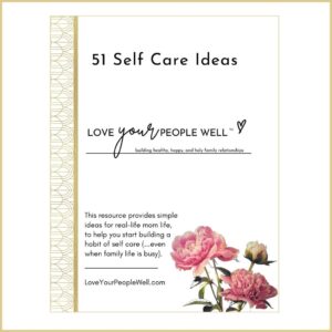 cover image for free resource with list of 51 self care ideas for women